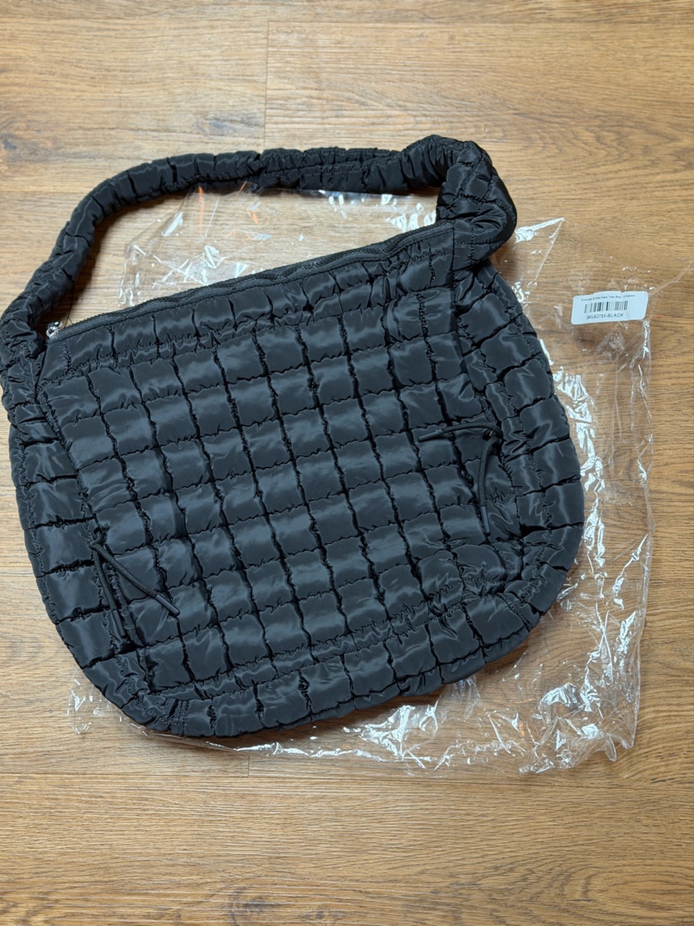 Katydid Black Quilted Crossbody Purse